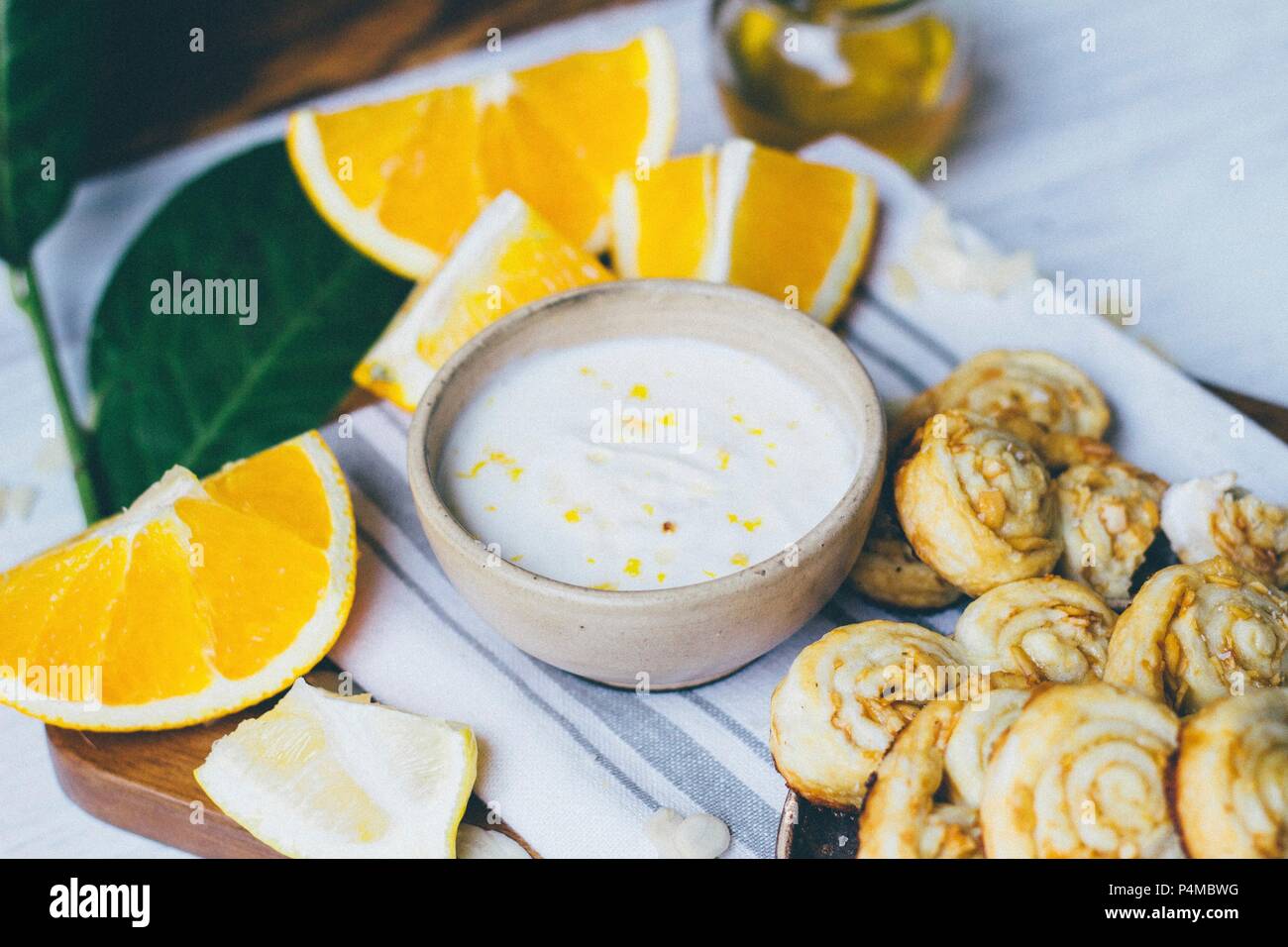 Palmier pastries with orange cream Stock Photo