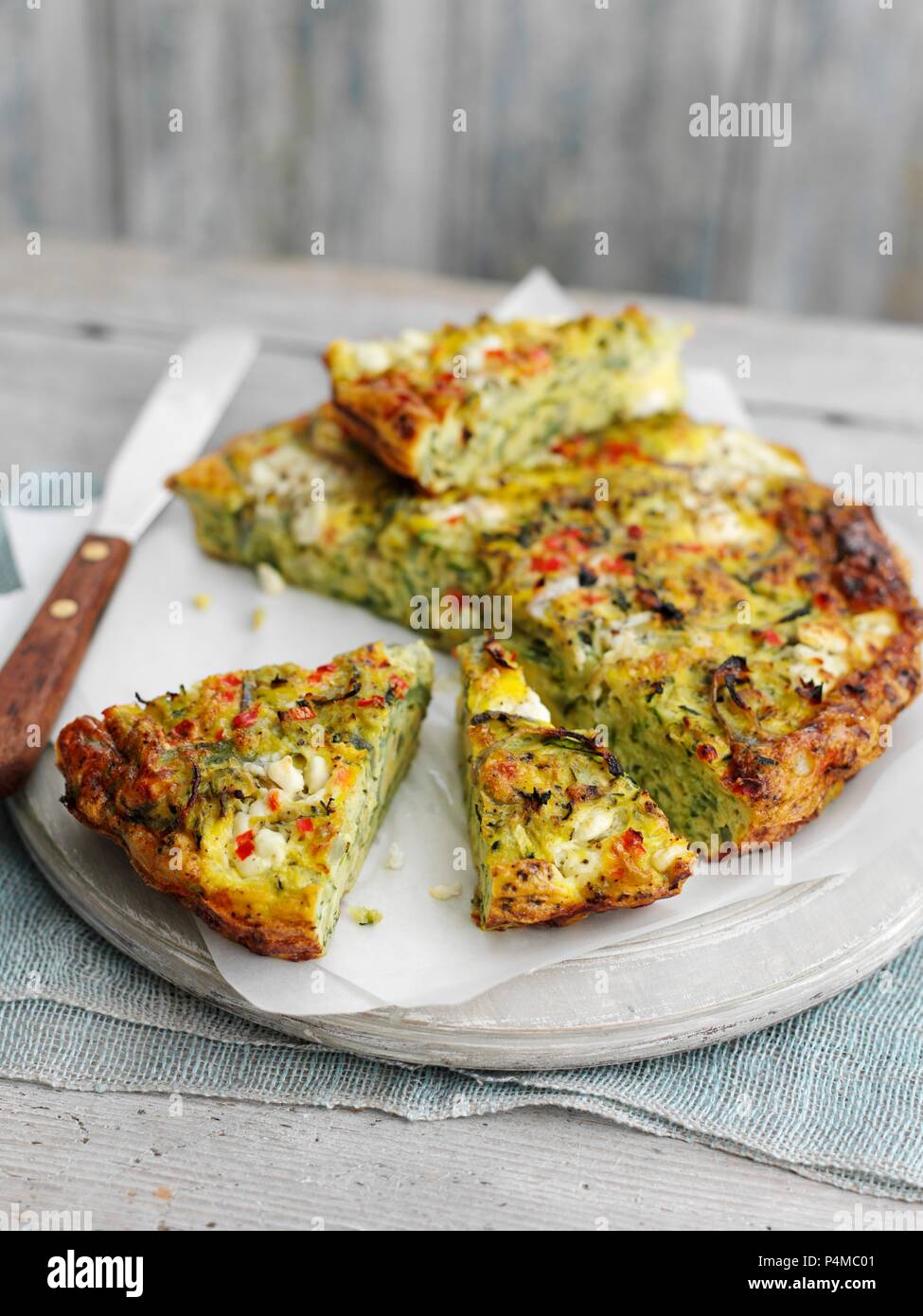 Crustless vegetable quiche, sliced Stock Photo - Alamy