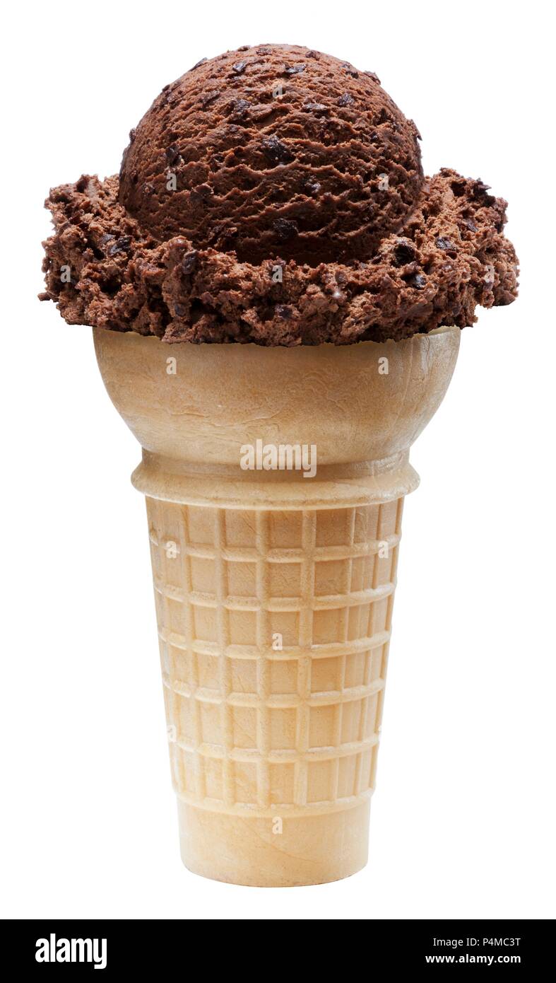 Chocolate ice cream in a waffle Stock Photo
