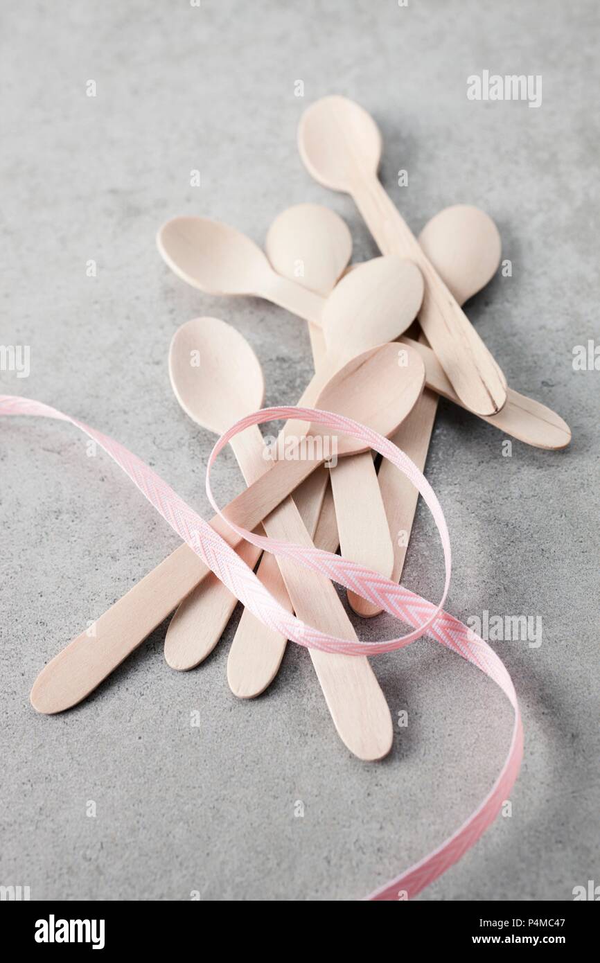Small wooden spoons Stock Photo
