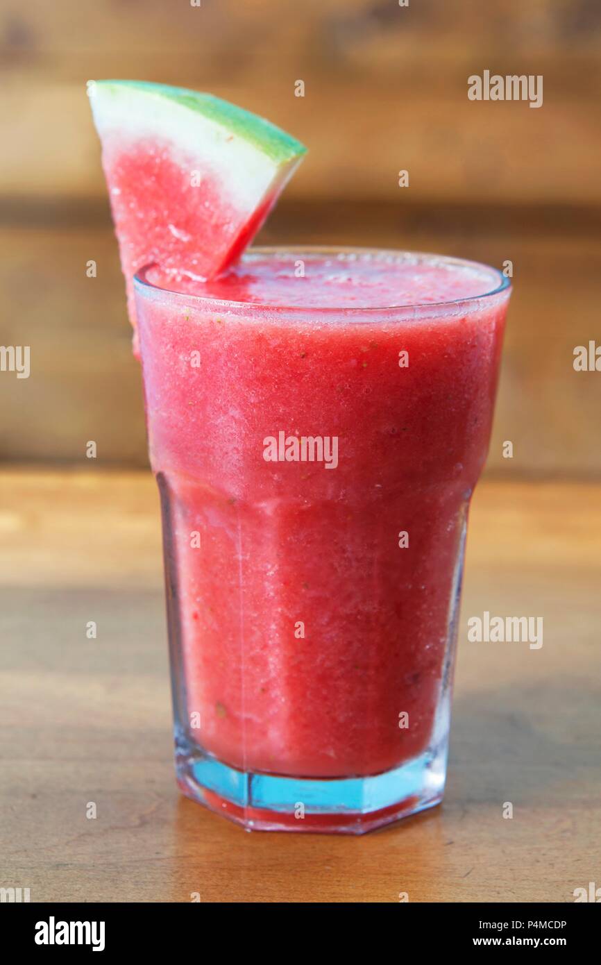 Watermelon juice blended with ice Stock Photo