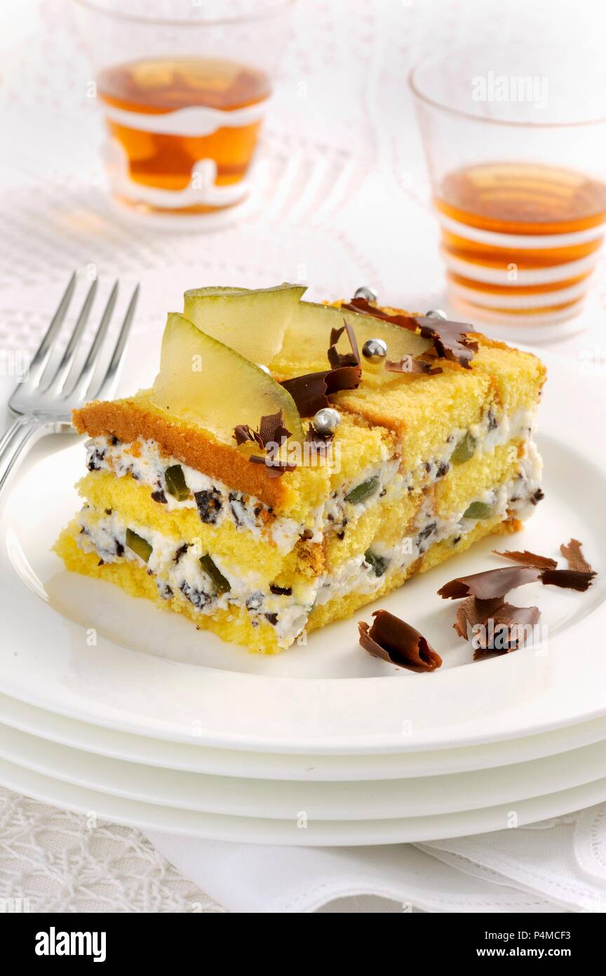 Dolce freddo di ricotta (sweet ricotta slices from Italy) Stock Photo