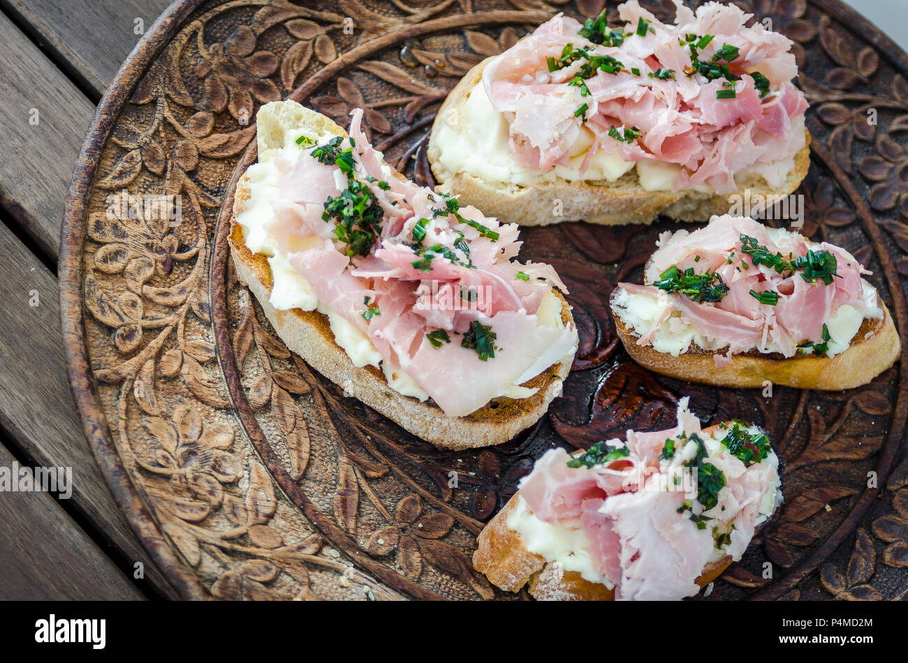 Bruschetta toasted sliced baguette, ciabatta and sourdough bread with