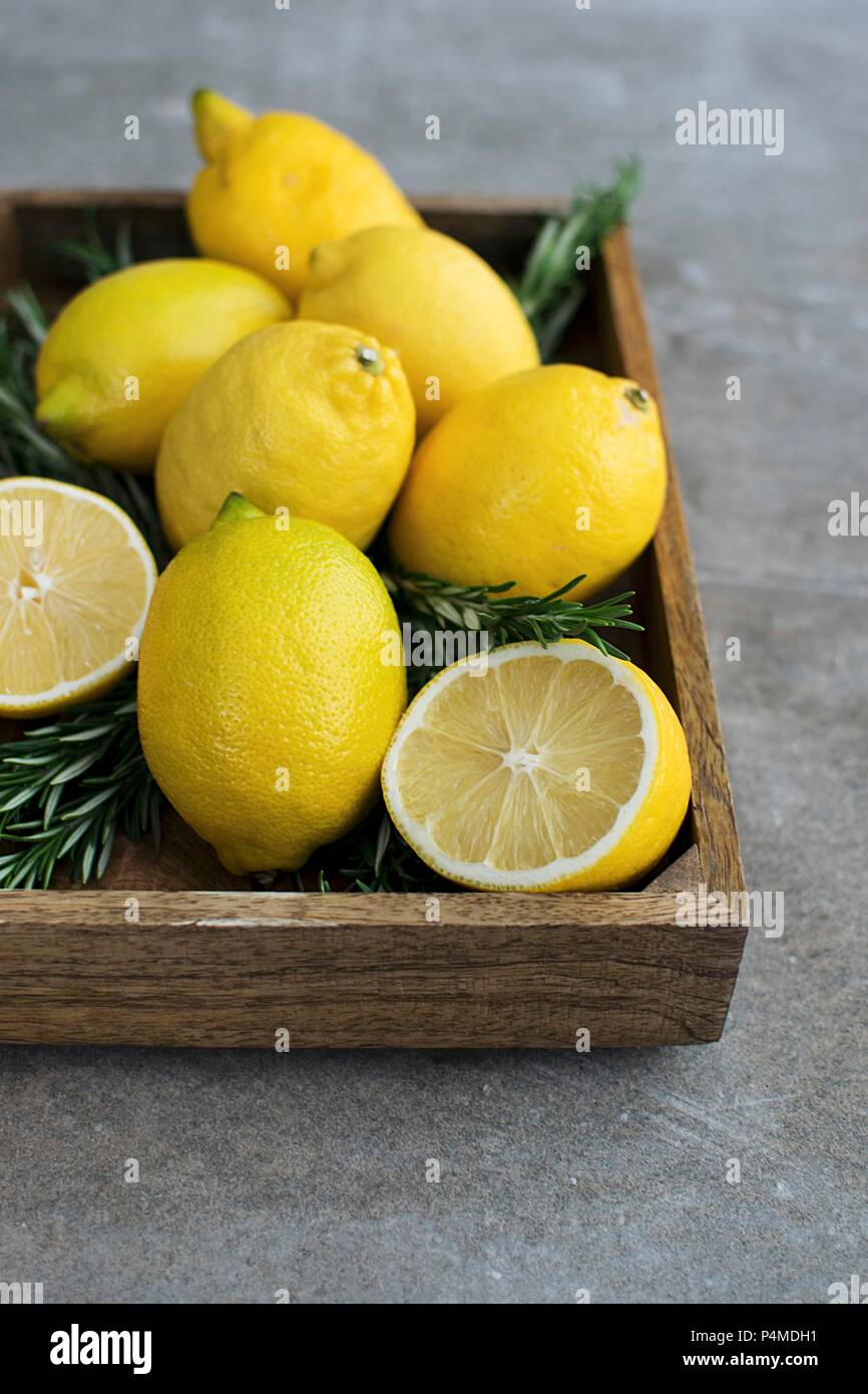 Lemon Rosemary Nature Morte Stock Photo