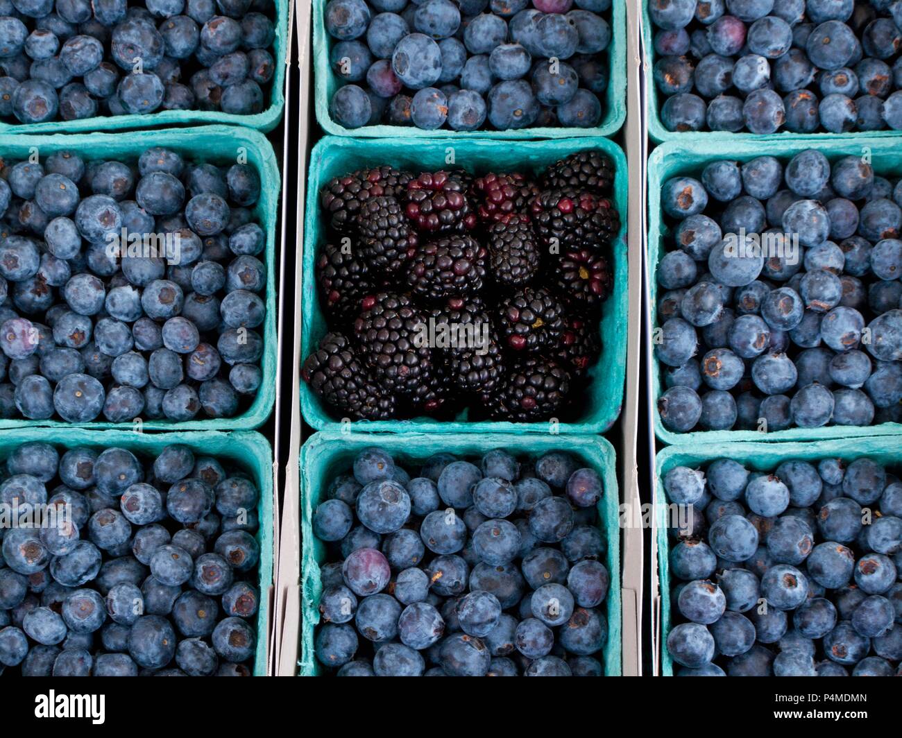 Blueberries and blackberries at a farmers market Stock Photo Alamy