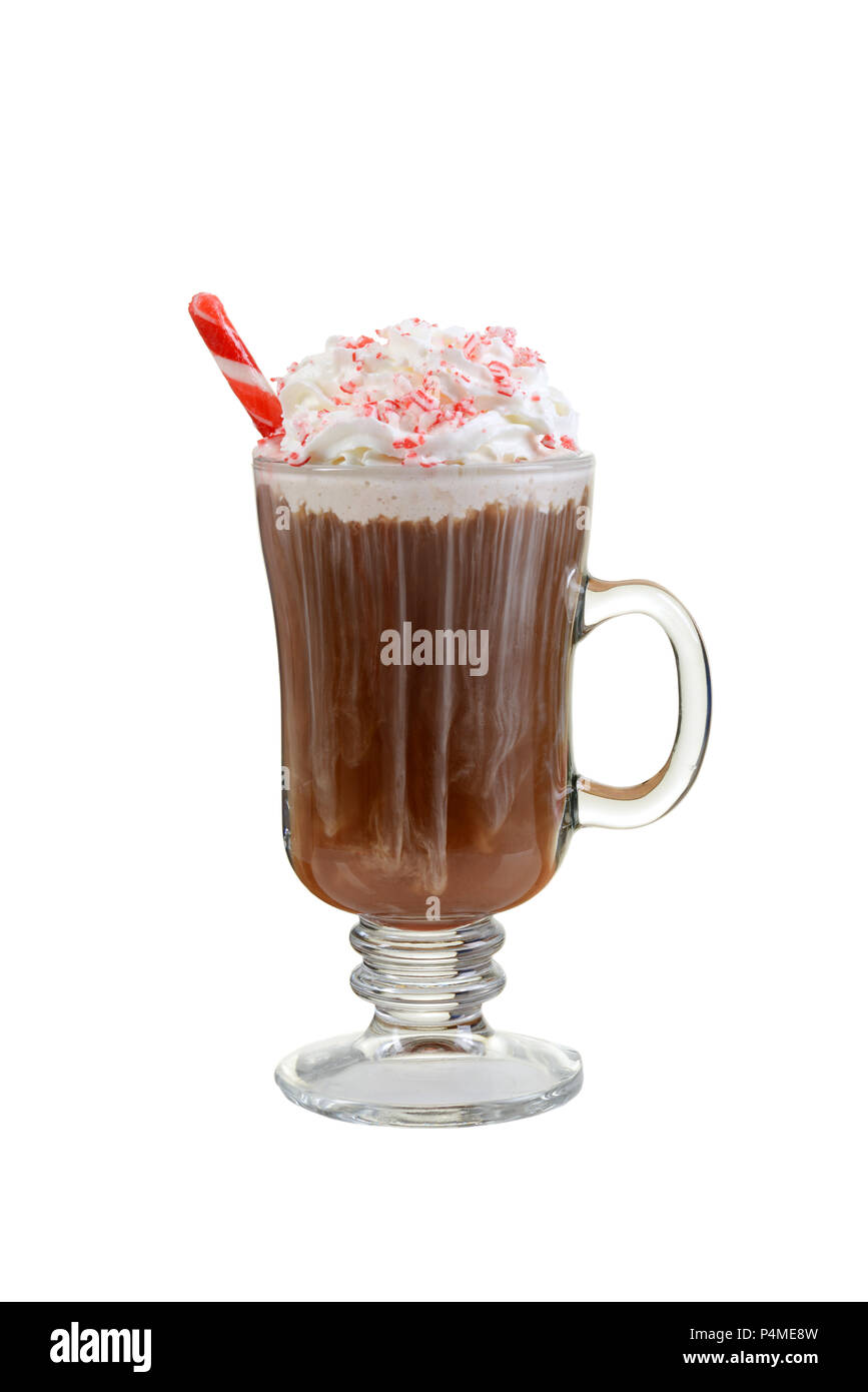 candy cane hot chocolate with peppermint stick Stock Photo Alamy