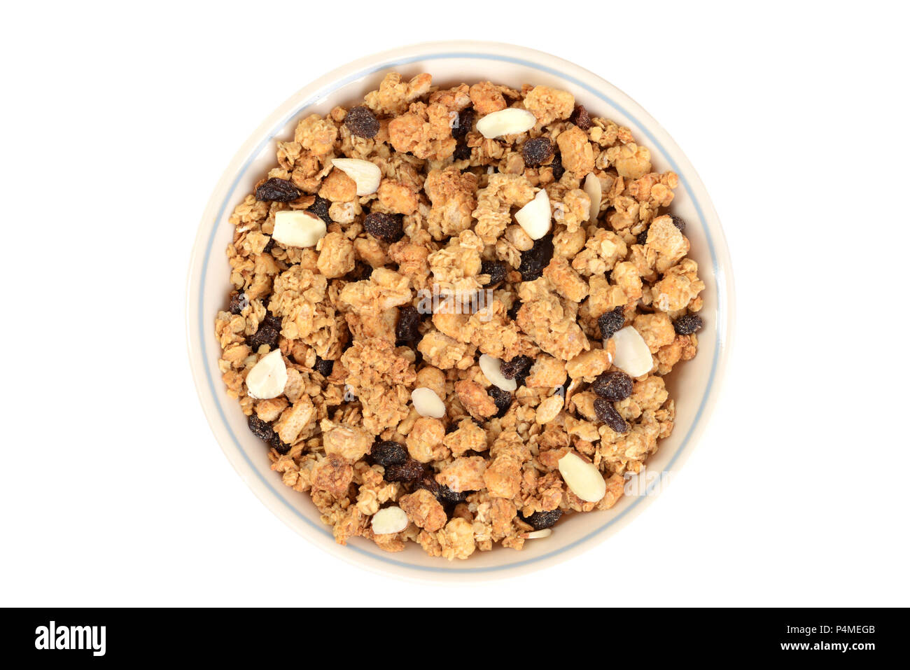 top view bowl of granola raisin almond cereal Stock Photo Alamy