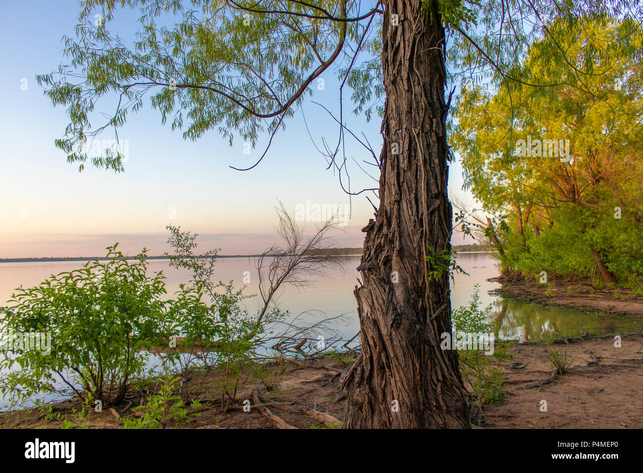 Eufaula Lake in Oklahoma during the golden hour Stock Photo Alamy