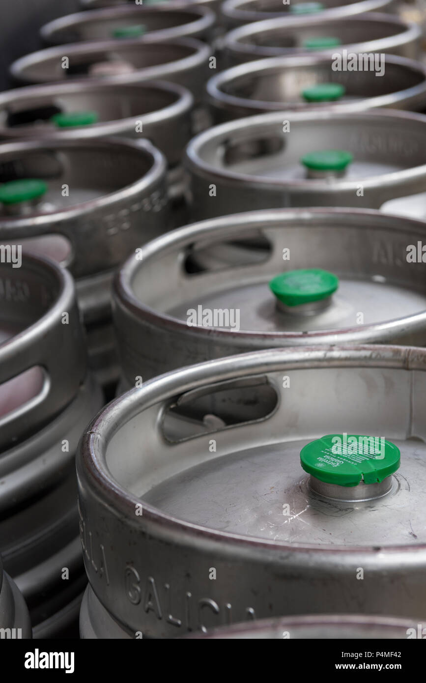 aluminium beer barrels kegs Stock Photo Alamy