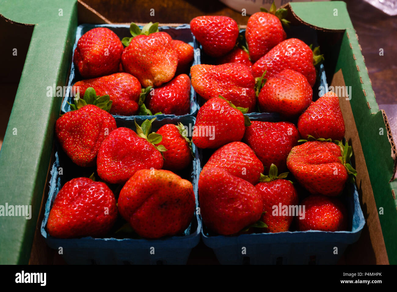 Flat of Strawberries Stock Photo