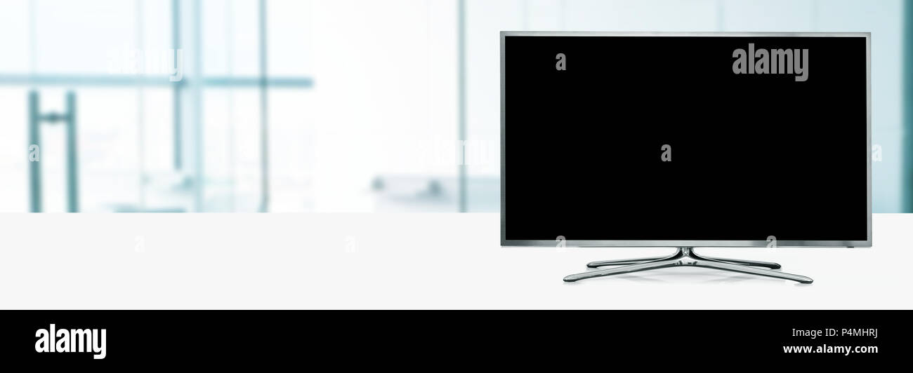 big led tv with copy space on bright background Stock Photo