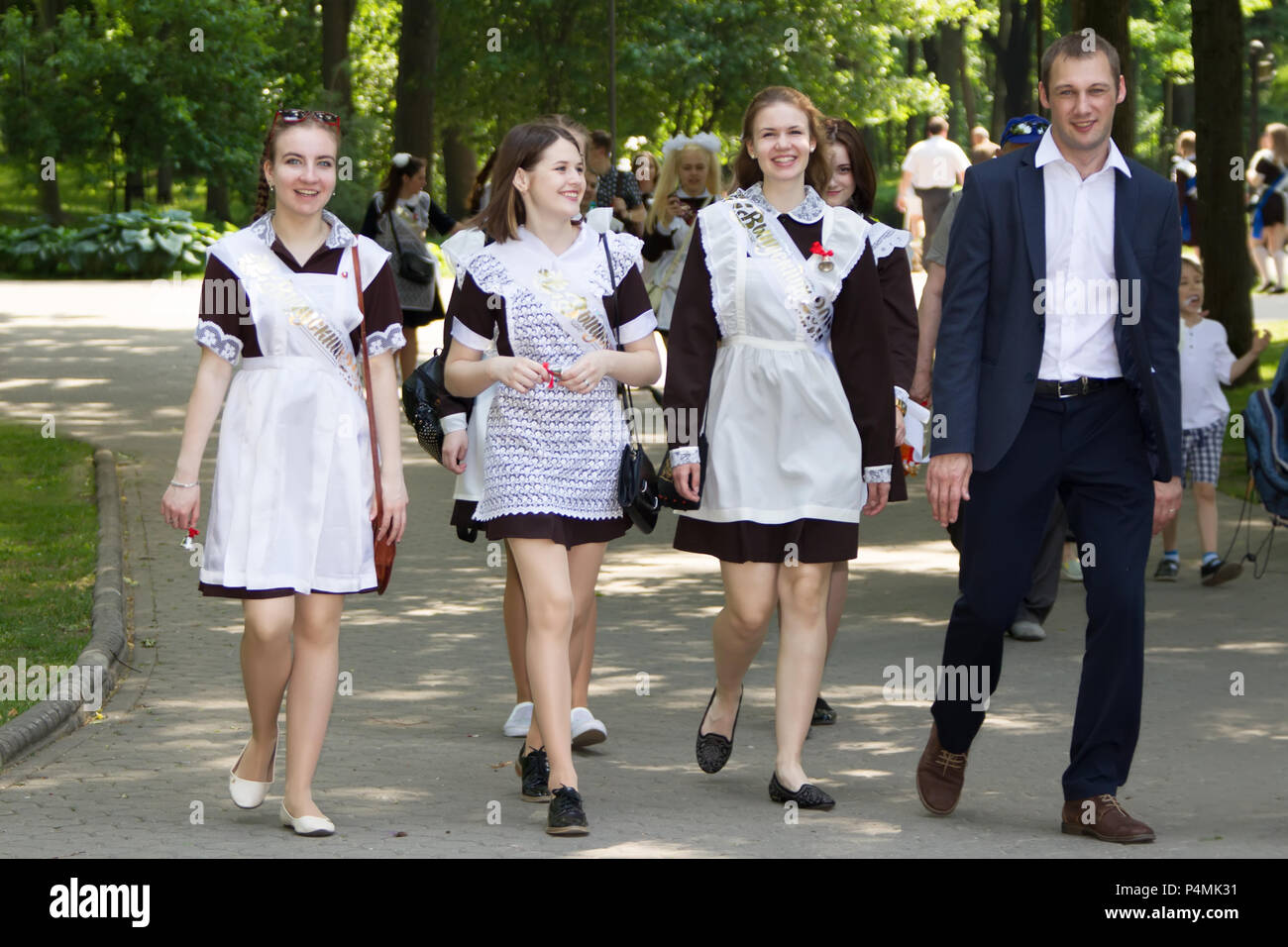 Belarus, Gomel, May 30, 2017. The central square, the school holiday ...