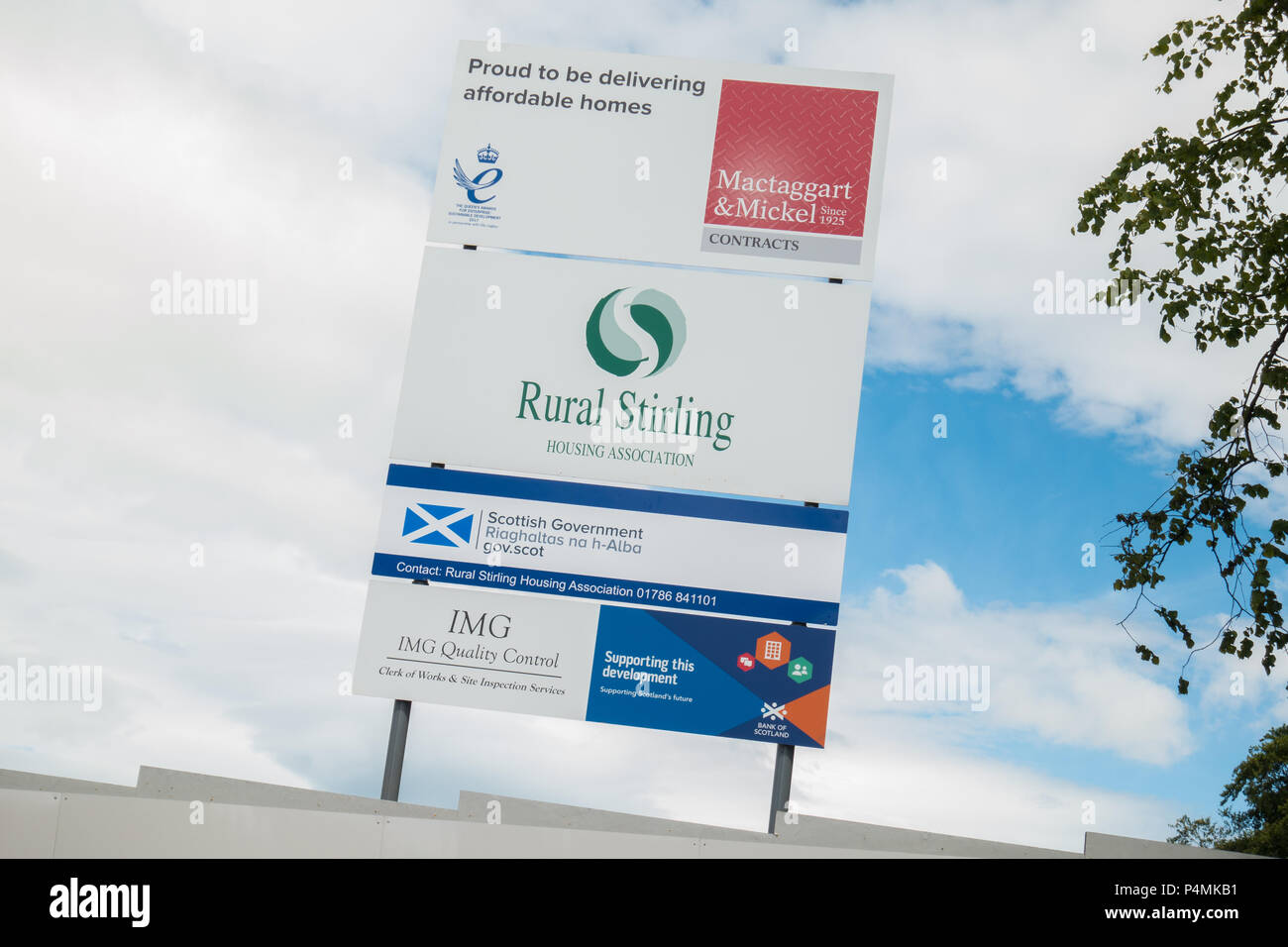 Rural Stirling Housing association sign affordable homes Killearn