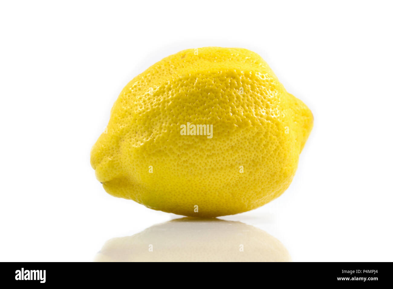 One lemon isolated on white background. Tropical fruit. Flat lay, top view Stock Photo