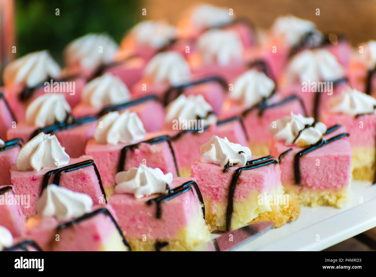 lot of fruit cakes on a buffet Stock Photo