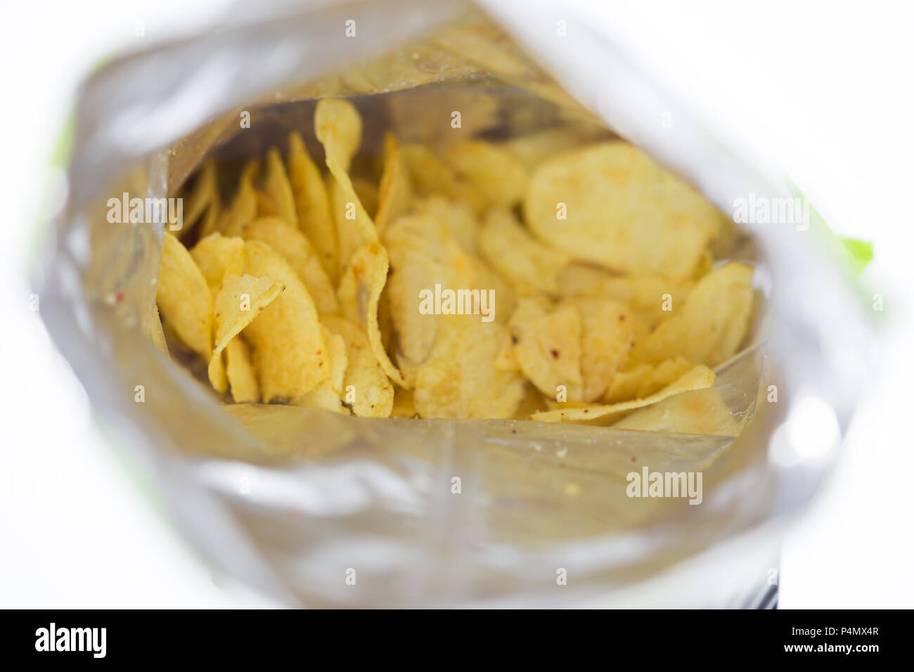Potato chips in bag, Chips ready to eat in the bag, snack background