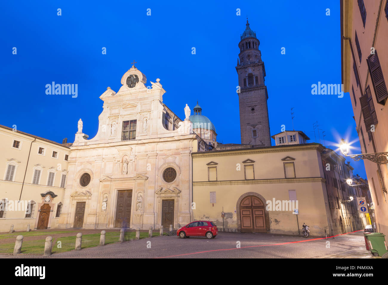Parma - The baroque church Chiesa di San Giovanni Evangelista (John the Evangelist) at dusk. Stock Photo