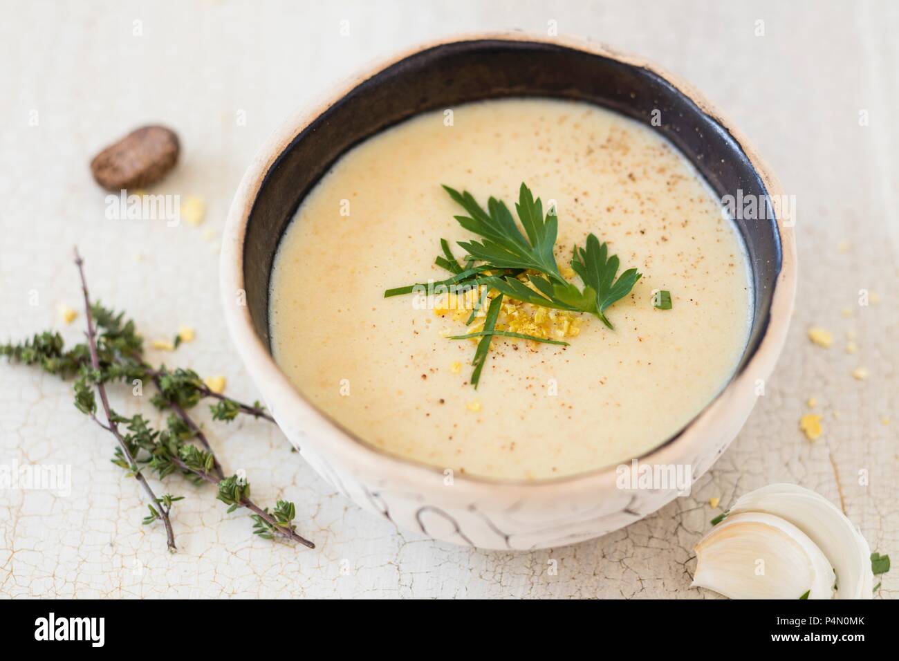 African lupin and coconut soup Stock Photo
