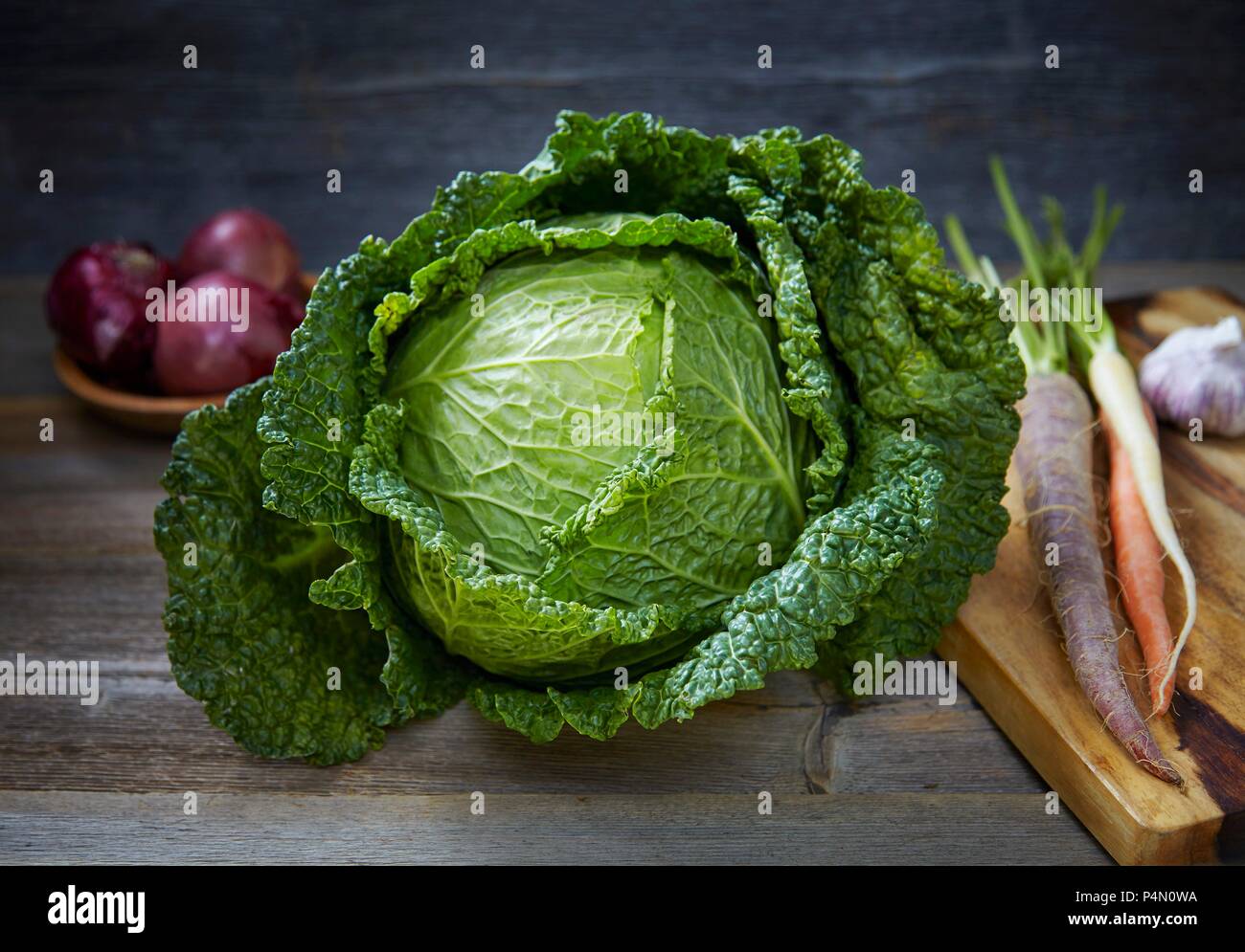 A savoy cabbage Stock Photo