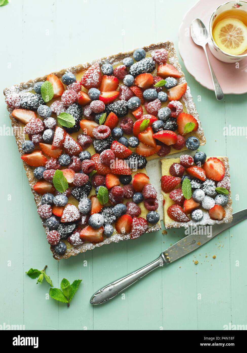 Mixed Berry Tart Stock Photo