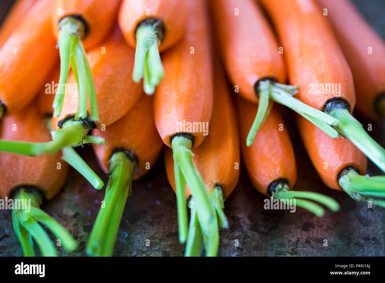 A stack of peeled carrots Stock Photo