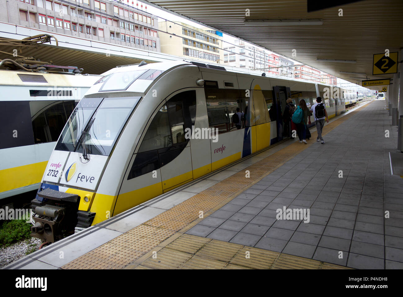 Train in the FEVE station, Santander, Spain Stock Photo