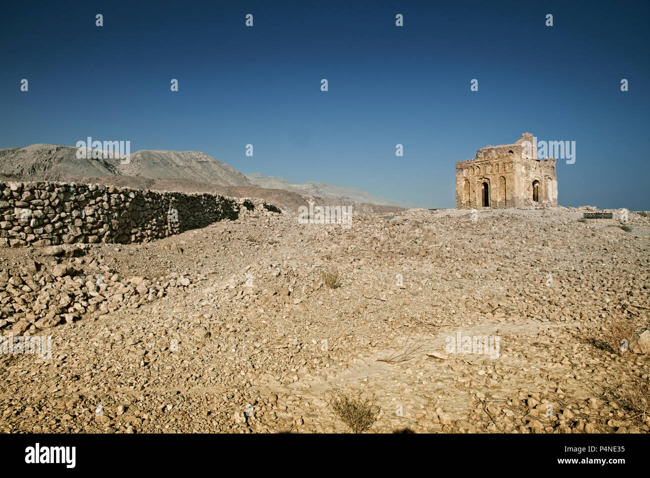 World Heritage site. The ancient 13th century ruins of the mosque built by Bibi Maryam, located in the once thriving merchant city of Qalhat in Oman Stock Photo