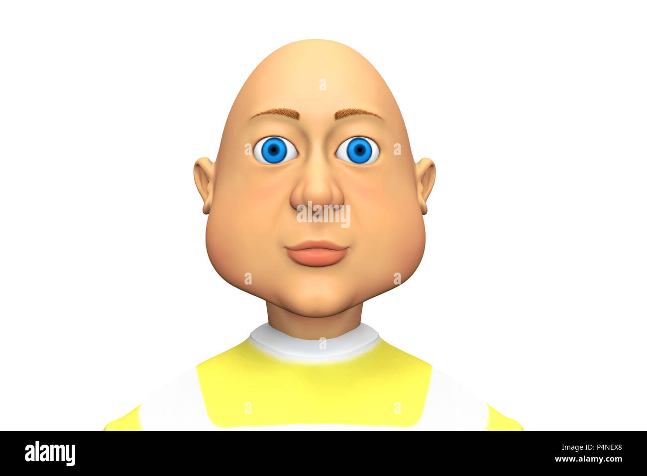 Blue-eyed bald man, funny character 3d render Stock Photo - Alamy