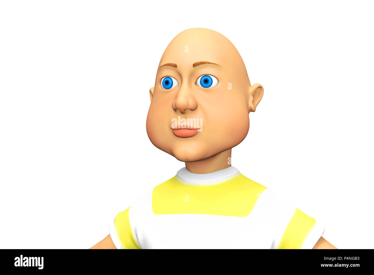 Blue-eyed bald man, funny character 3d render Stock Photo - Alamy