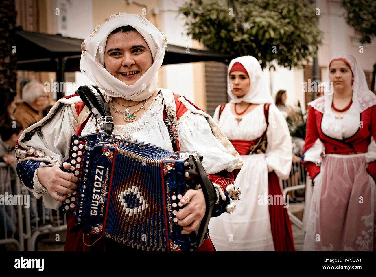 Italy Sardinia Sassari ' Cavalcata Sarda ' Festival folk group of  Nule Stock Photo
