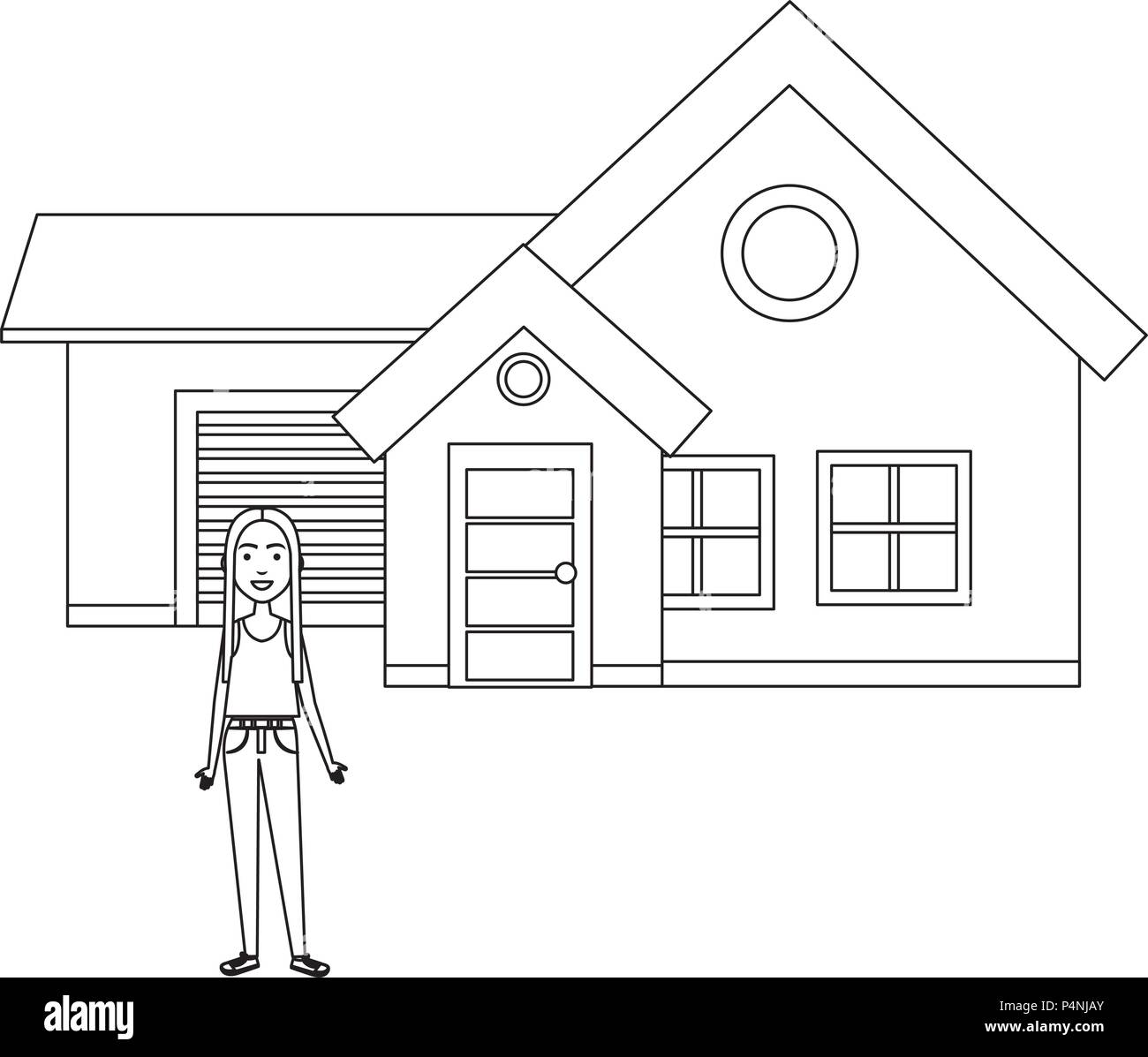 Woman smiling outside home Cut Out Stock Images & Pictures Alamy