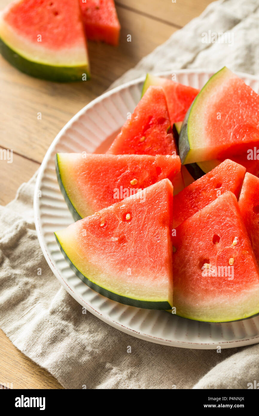Raw Pink Organic Seedless Watermelon Slices for Summer Stock Photo Alamy