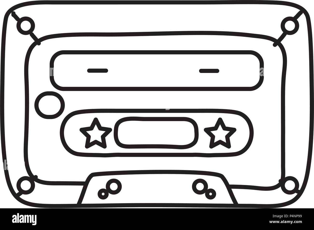 line olde cassette stereo tape audio vector illustration Stock Vector ...