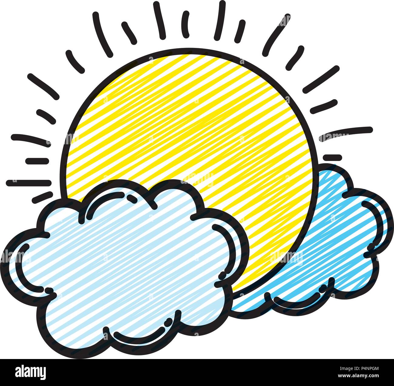 doodle nature sun weather with clouds design vector illustration Stock ...