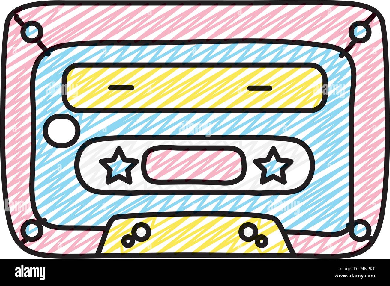 doodle olde cassette stereo tape audio vector illustration Stock Vector ...