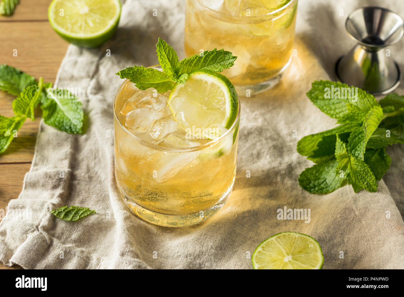 Homemade Moscow Mule with Ginger and Lime in a Regular Glass Stock Photo -  Alamy