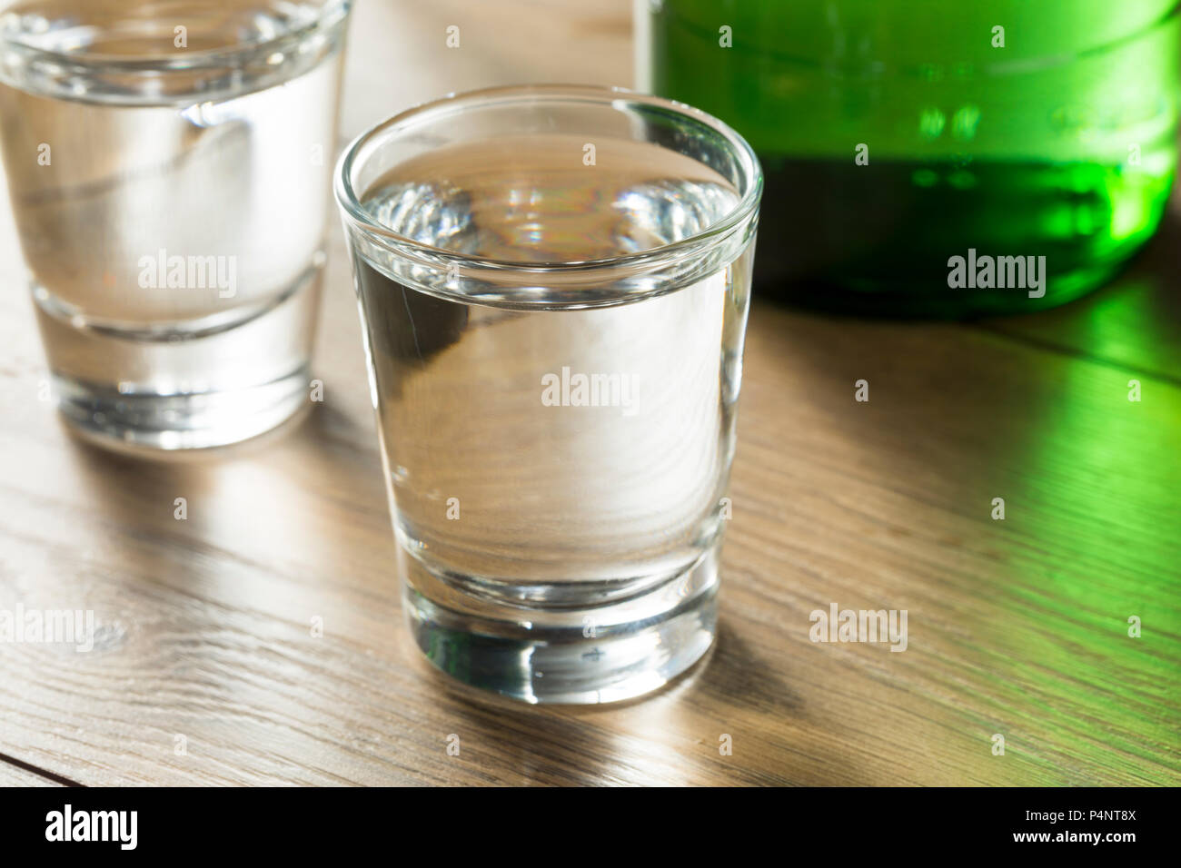 Alcoholic Clear Distilled Korean Soju in a Shot Glass Stock Photo Alamy