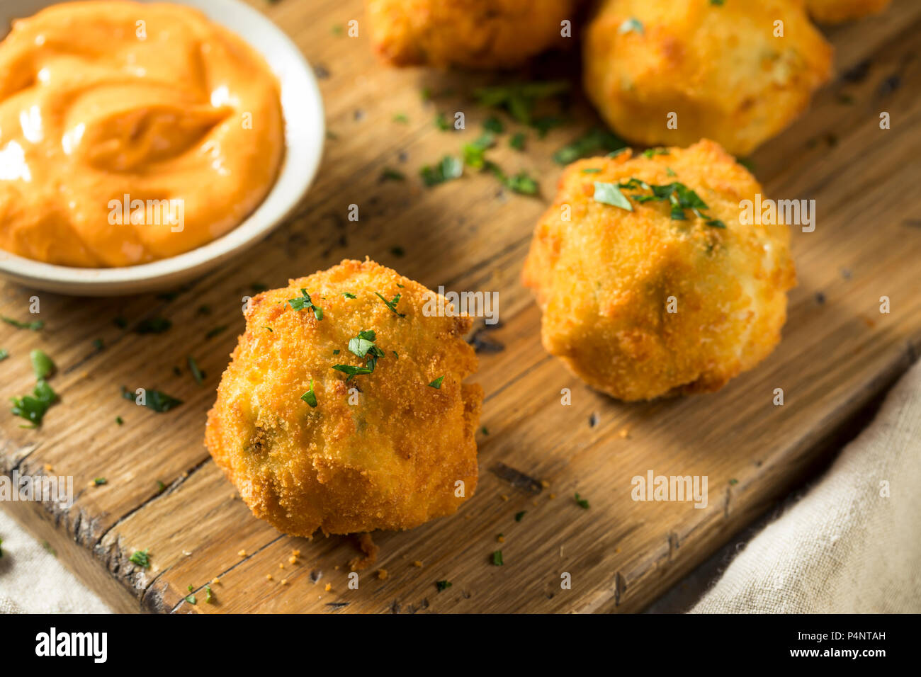 Homemade Deep Fried Potato Croquettes with Sauce Stock Photo Alamy