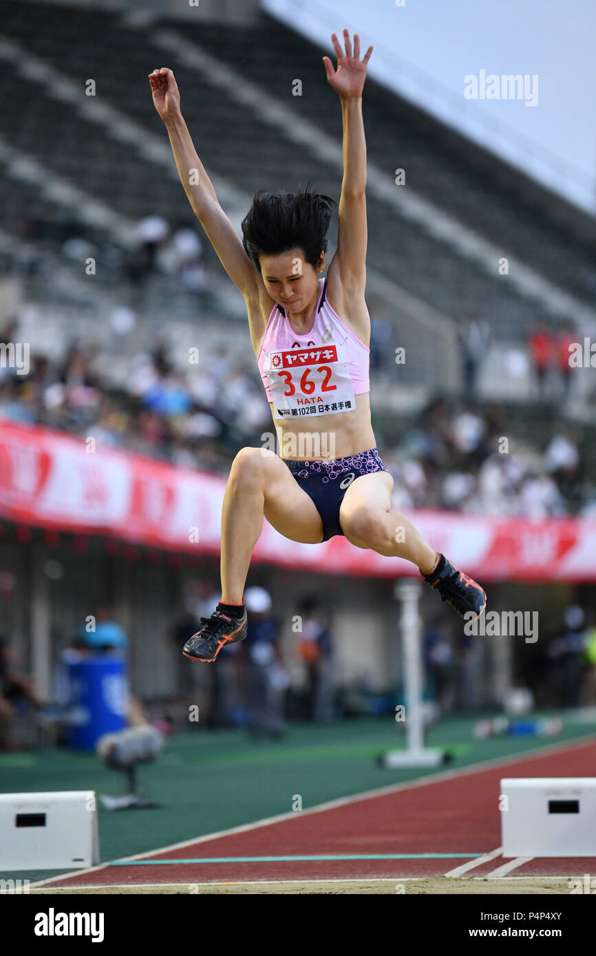 Ishin Me-Life Stadium, Yamaguchi, Japan. 22nd June, 2018. Meg Hemphill,  JUNE 22, 2018 - Athletics : The 102nd Japan Track & Field National  Championships Women's Long Jump Award Ceremony at Ishin Me-Life