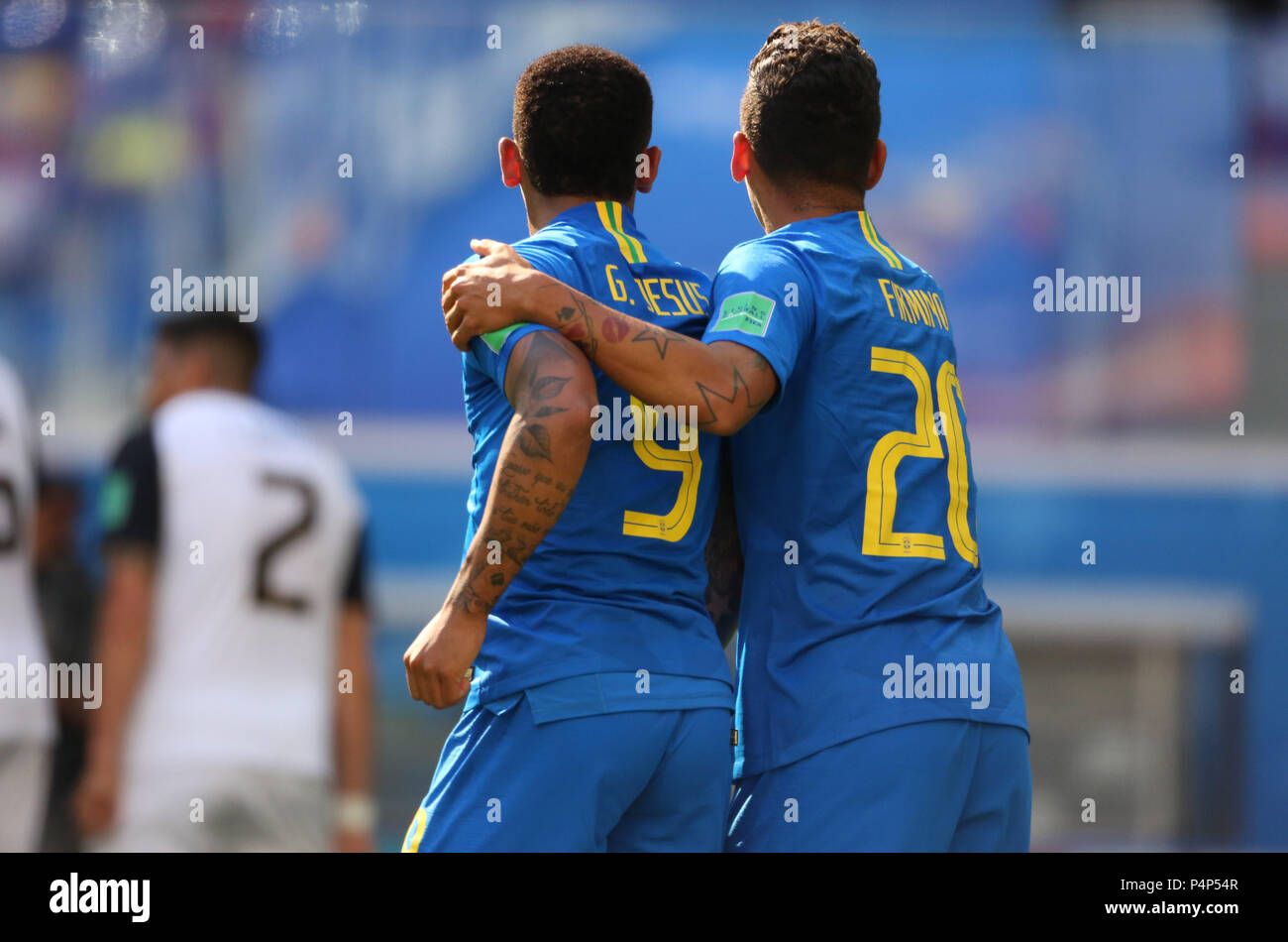 Saint Petersburg, Russia. 22nd June 2018. GABRIEL JESUS AND ROBERTO FIRMINO  in action during the Fifa World Cup Russia 2018, Group E, football match between BRAZIL V COSTARICA  in Saint Petersburg Stadium. Credit: marco iacobucci/Alamy Live News Stock Photo