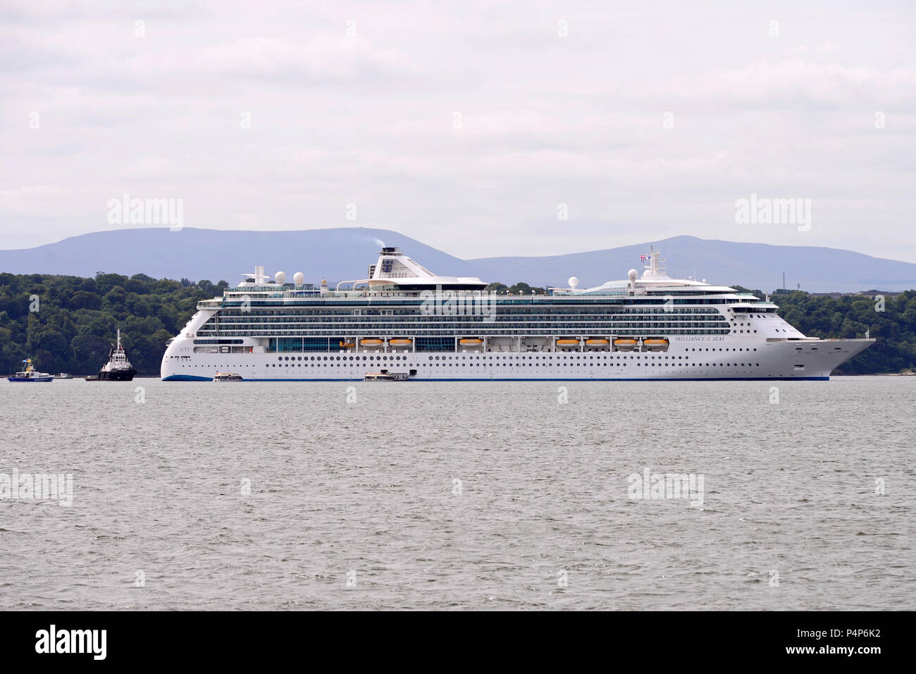 South Queensferry, Scotland, United Kingdom, 23, June, 2018. The cruise ship Brilliance of the Seas at anchor in the Firth of Forth beside the Forth bridges, © Ken Jack / Alamy Live News Stock Photo