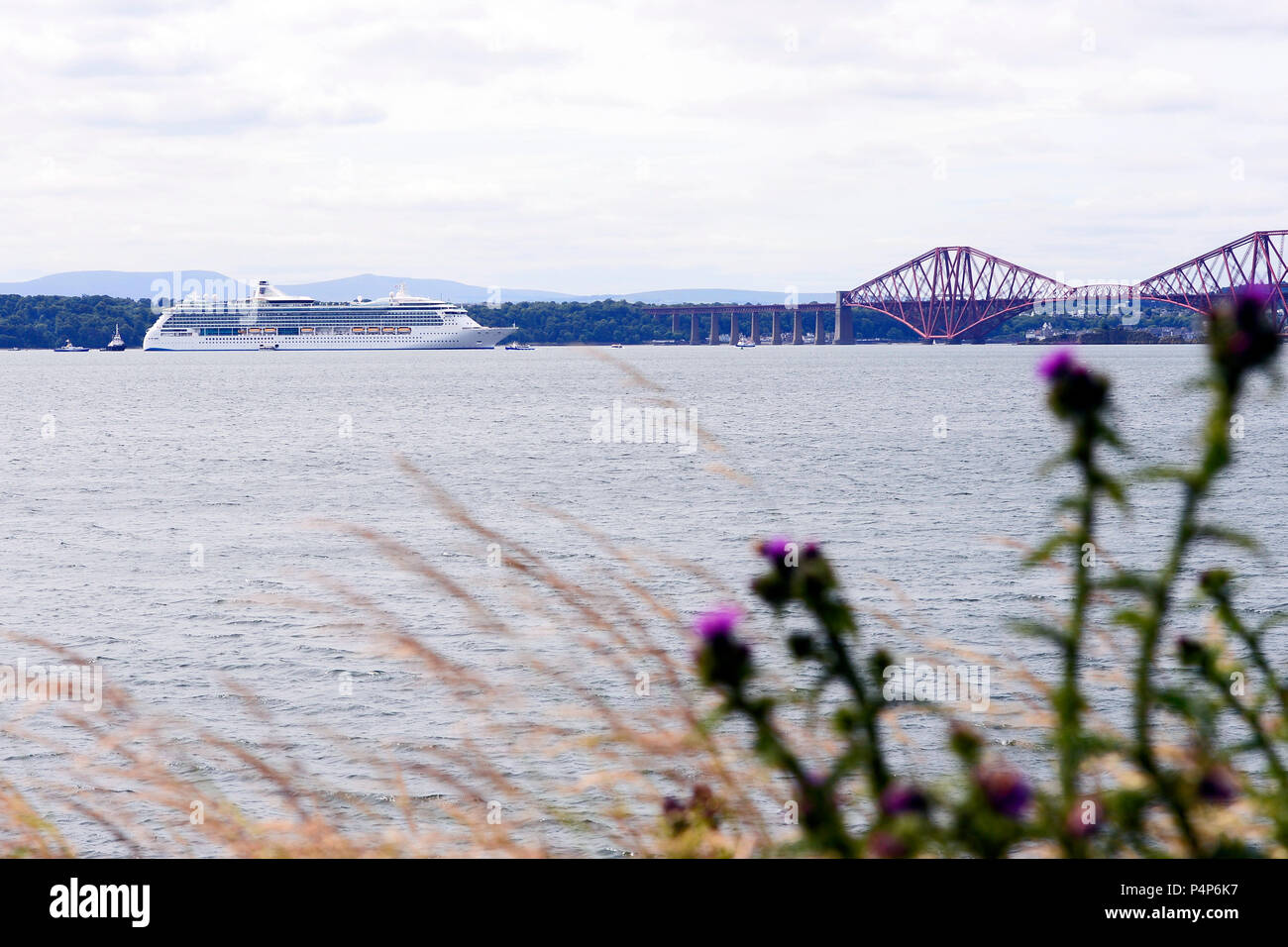 South Queensferry, Scotland, United Kingdom, 23, June, 2018. The cruise ship Brilliance of the Seas at anchor in the Firth of Forth beside the Forth bridges, © Ken Jack / Alamy Live News Stock Photo