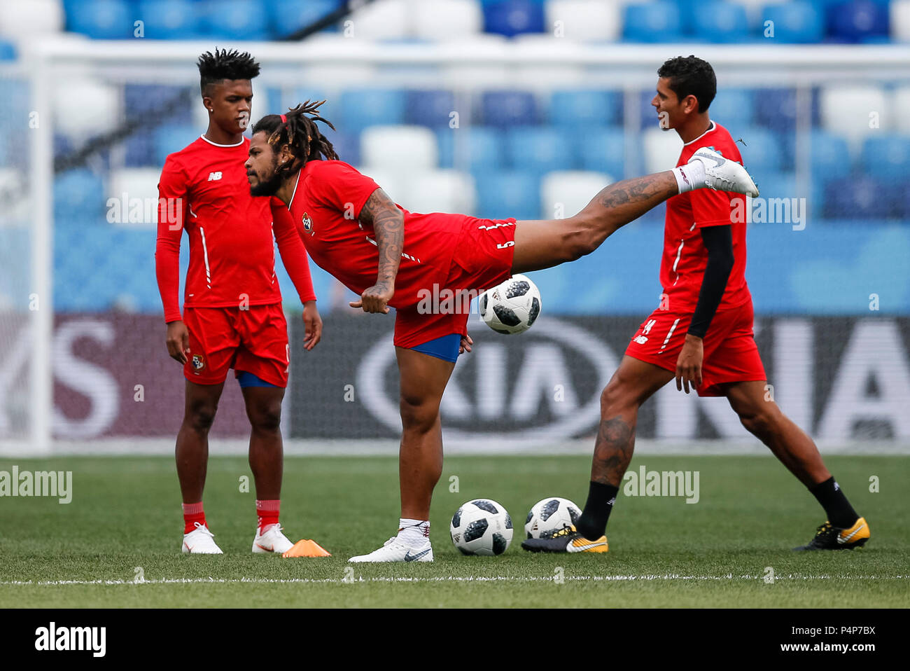 Nizhny Novgorod, Russia. 23rd June 2018. Roman Torres of Panama during a Panama training session, prior to their 2018 FIFA World Cup Group G match against England, at Nizhny Novgorod Stadium on June 23rd 2018 in Nizhny Novgorod, Russia. (Photo by Daniel Chesterton/phcimages.com) Credit: PHC Images/Alamy Live News Stock Photo