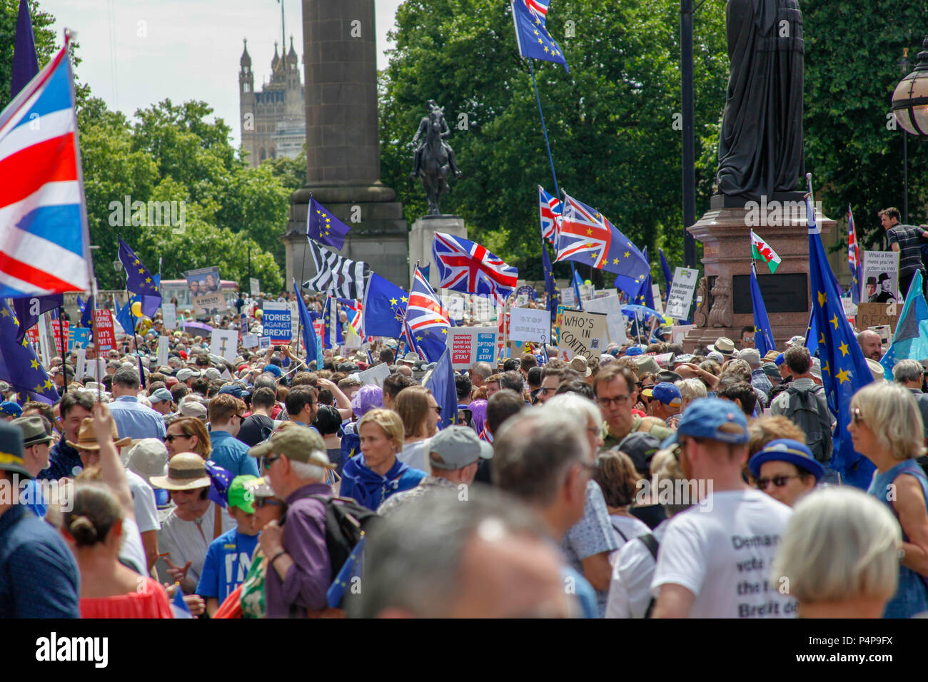 London, UK. 23rd June 2018. Anti-Brexit protesters at the People's Vote March Credit: Alex Cavendish/Alamy Live News Stock Photo