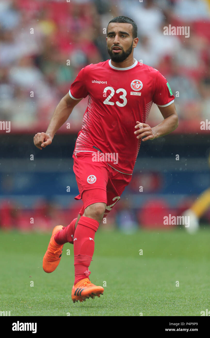 Naim Sliti TUNISIA BELGIUM V TUNISIA, 2018 FIFA WORLD CUP RUSSIA 23 June 2018 GBC8607 Belgium v Tunisia 2018 FIFA World Cup Russia Spartak Stadium Group G STRICTLY EDITORIAL USE ONLY. If The Player/Players Depicted In This Image Is/Are Playing For An English Club Or The England National Team. Then This Image May Only Be Used For Editorial Purposes. No Commercial Use. The Following Usages Are Also Restricted EVEN IF IN AN EDITORIAL CONTEXT: Use in conjuction with, or part of, any unauthorized audio, video, data, fixture lists, club/league logos, Betting, Games or any 'live' Stock Photo