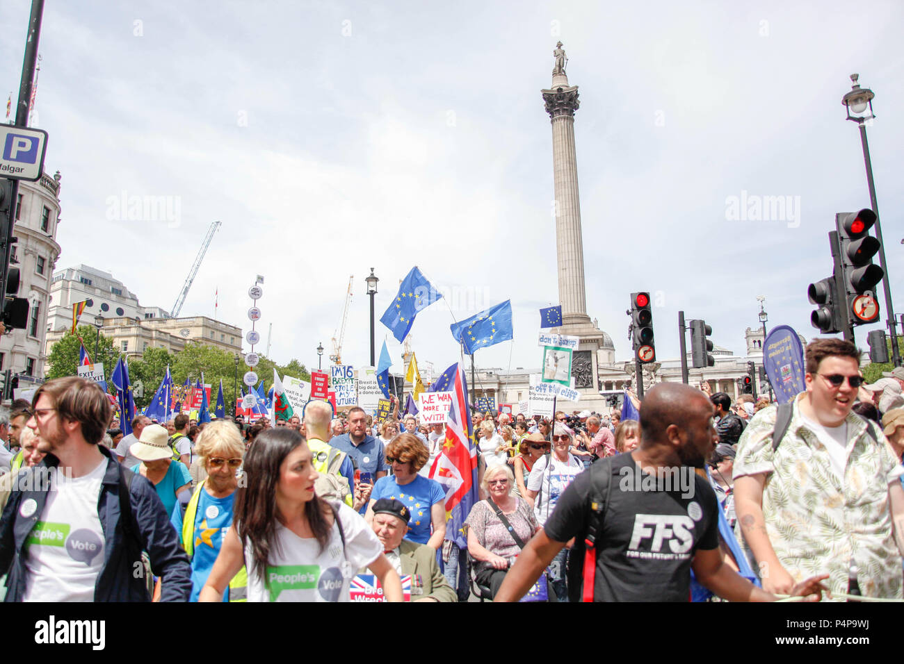 London, UK. 23rd June 2018. Anti-Brexit protesters at the People's Vote March Credit: Alex Cavendish/Alamy Live News Stock Photo