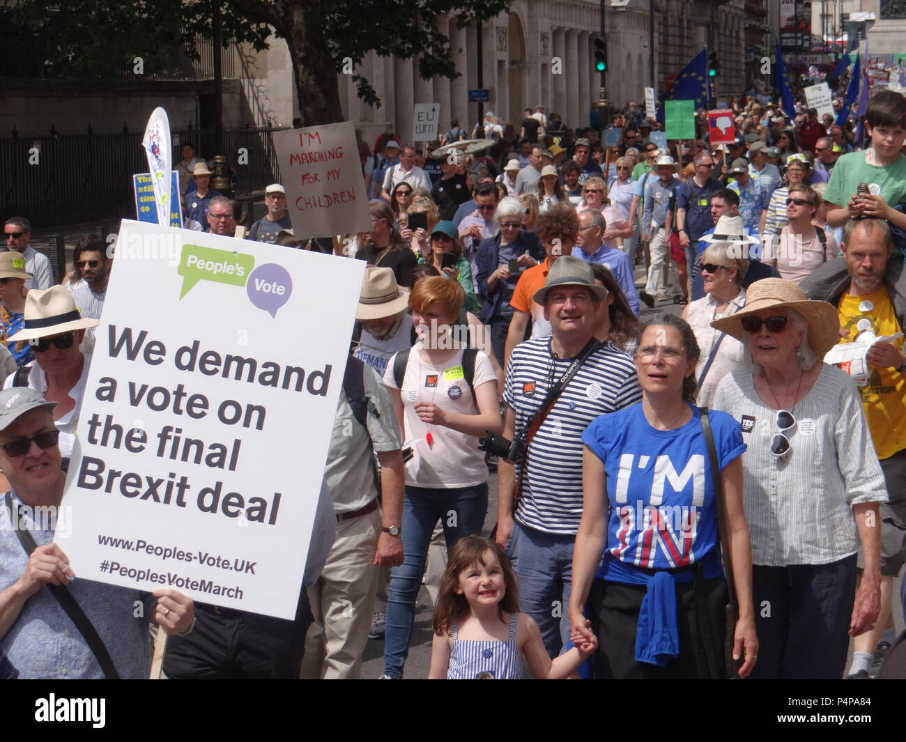 London, UK. 23rd June 2018. Thousands joined Anti-Brexit protest People's votes march in London, UK Credit: Nastia M/Alamy Live News Stock Photo