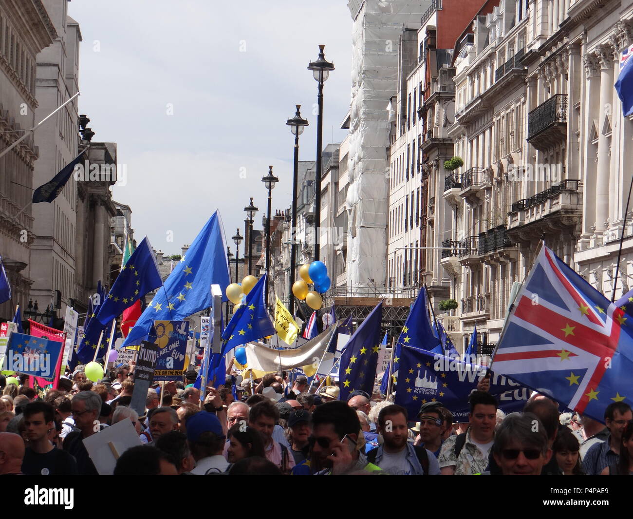 London, UK. 23rd June 2018. Thousands joined Anti-Brexit protest People's votes march in London, UK Credit: Nastia M/Alamy Live News Stock Photo