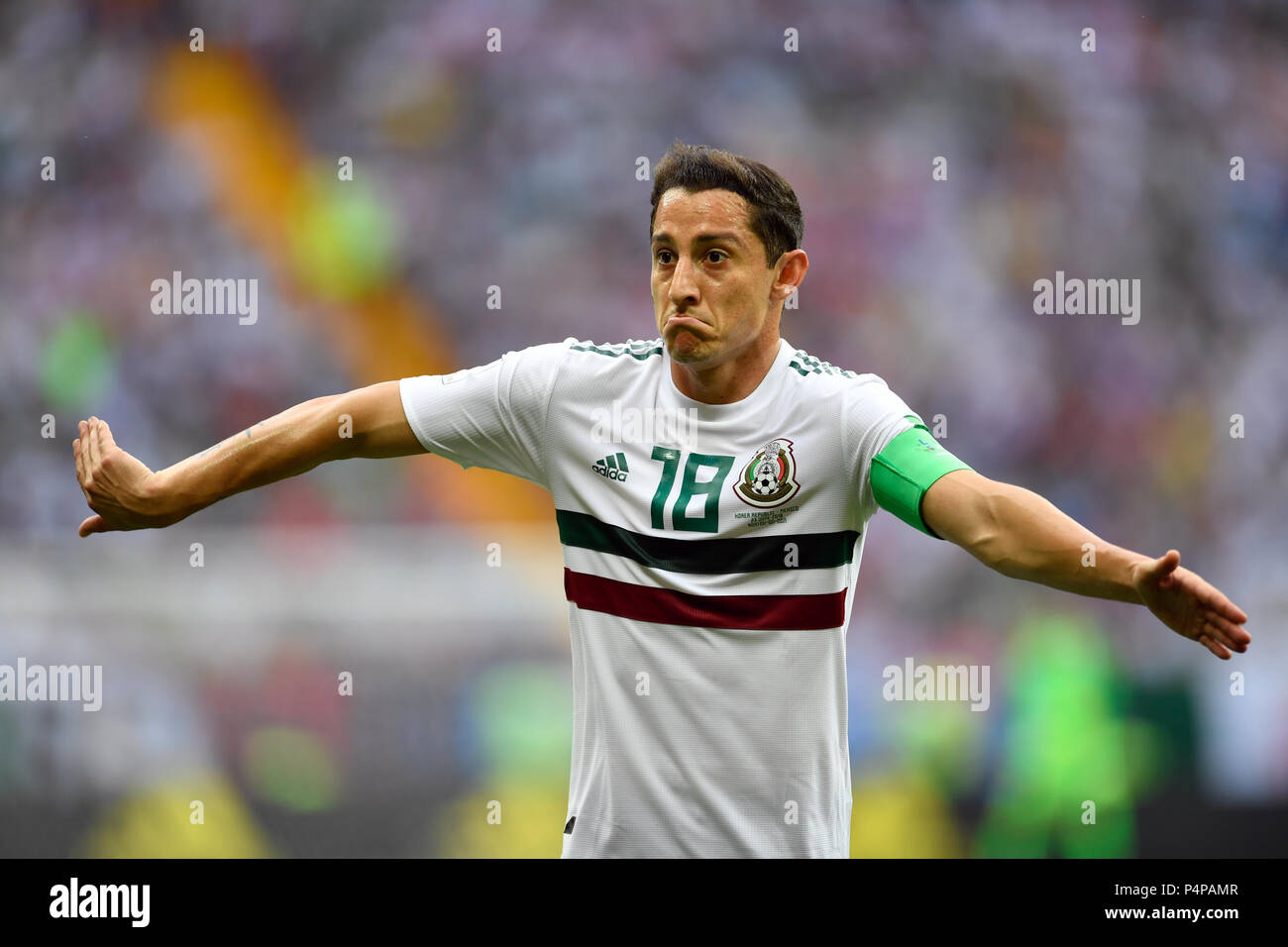 Rostov-on-Don, Russia. 23rd June, 2018. Soccer, FIFA World Cup 2018, South Korea vs Mexico, group stages, Group F, 2nd matchday at the Rostov-on-Don Stadium. Andres Guardado from Mexico in action. Credit: Marius Becker/dpa/Alamy Live News Credit: dpa picture alliance/Alamy Live News Stock Photo