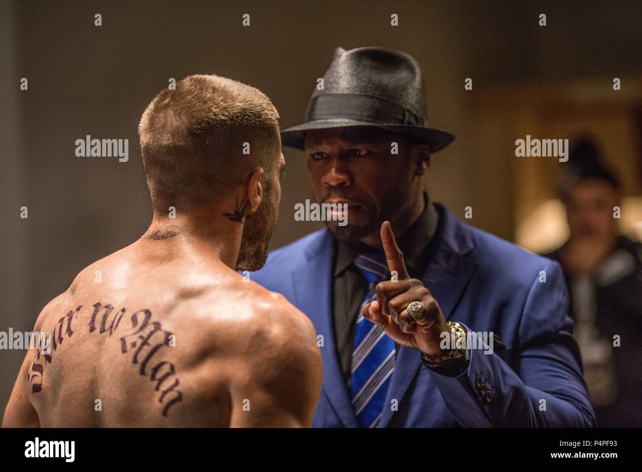 Original Film Title: SOUTHPAW.  English Title: SOUTHPAW.  Film Director: ANTOINE FUQUA.  Year: 2015.  Stars: 50 CENT; JAKE GYLLENHAAL. Credit: ESCAPE ARTISTS / Album Stock Photo